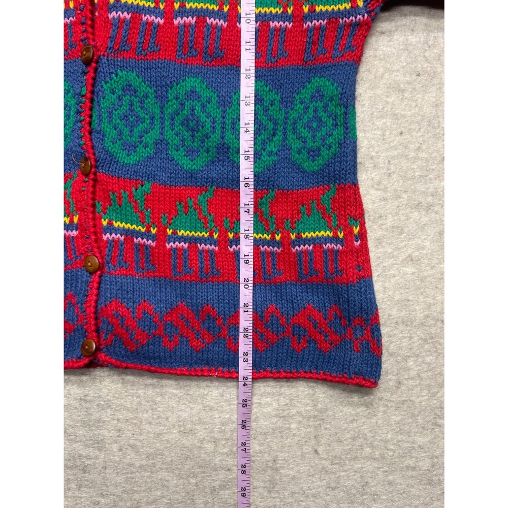 Vintage Gallagher Ramie Cotton Cardigan Holidays Knit Sweater Medium Pattern - Picture 8 of 8